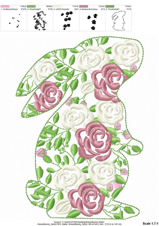 Floral Easter Bunny Silhouette