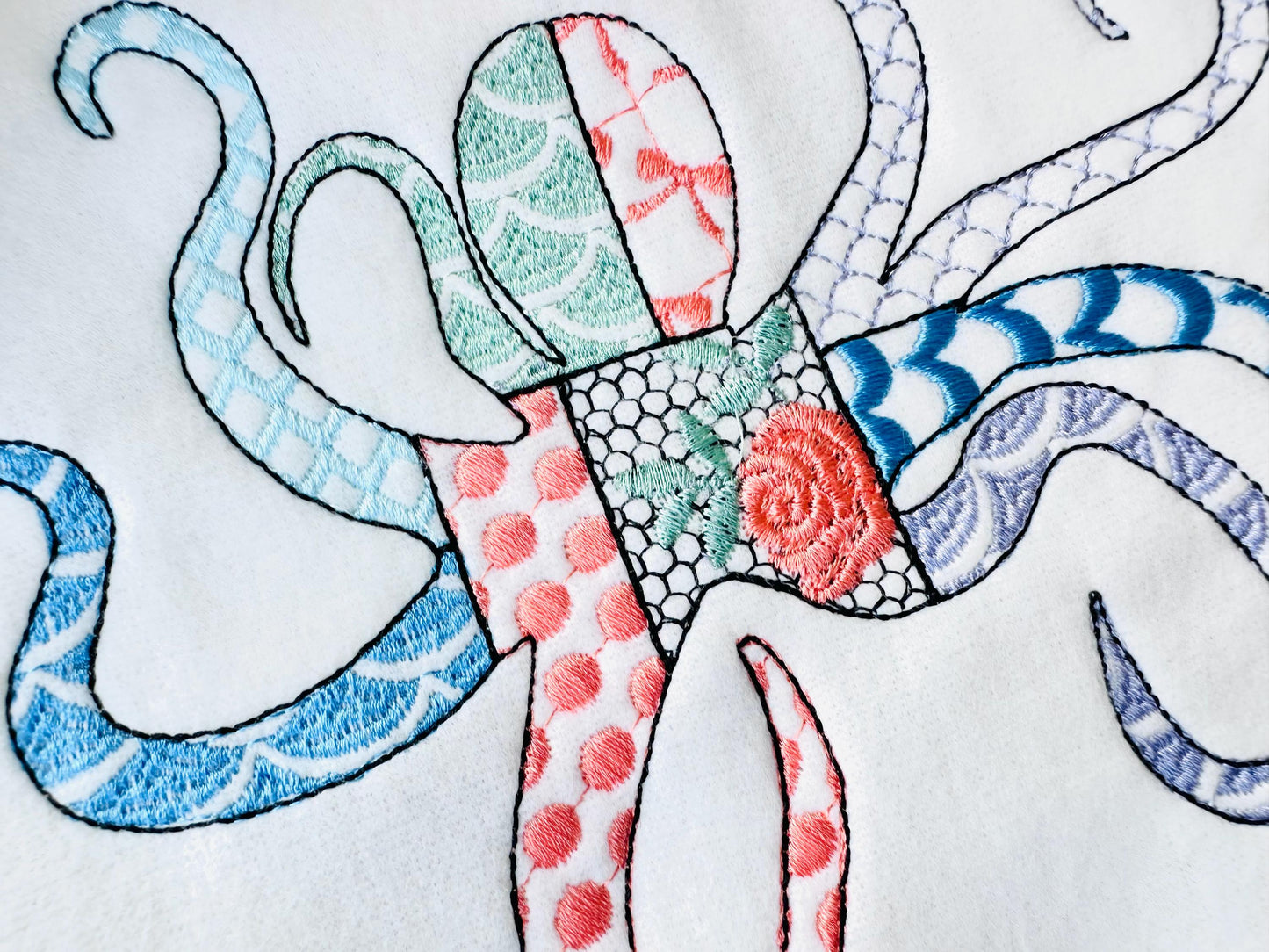 Patchwork Octopus patterned sea life ocean fish animal Tentacles