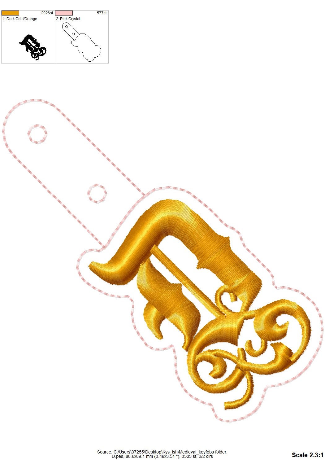 Gothic Monogram Keychain ITH