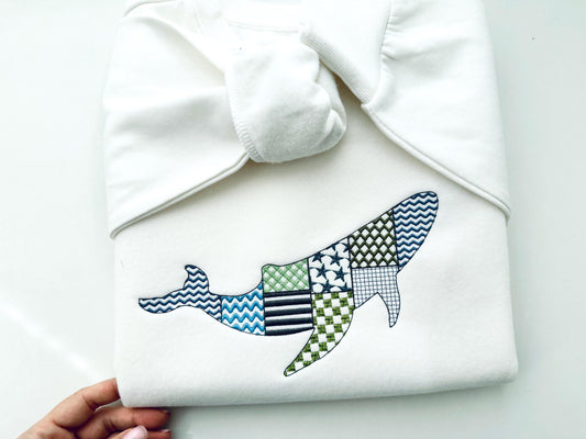 Patchwork Whale Sea Life ocean marine animal silhouette patterned