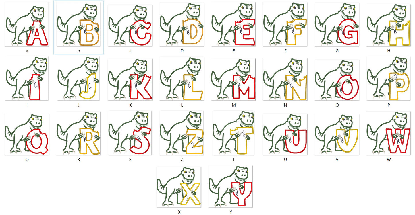 T-rex dinosaur Personalized name letter whole alphabet 26 letters