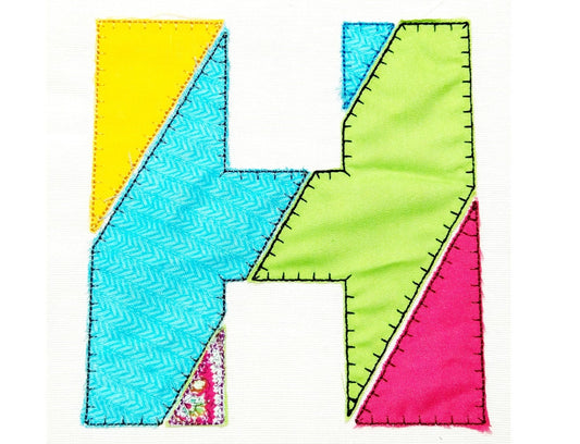 Diagonal Patchwork Rag Edges Font Applique