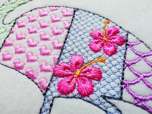 Patchwork Flamingo Bird silhouette outline patterned Flamingo kids