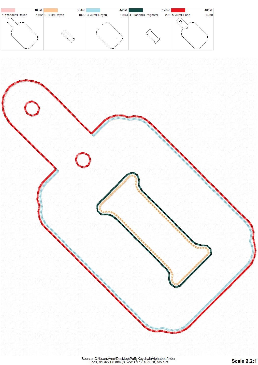 Puffy Puff Foam 3D Monogram Keychain ITH