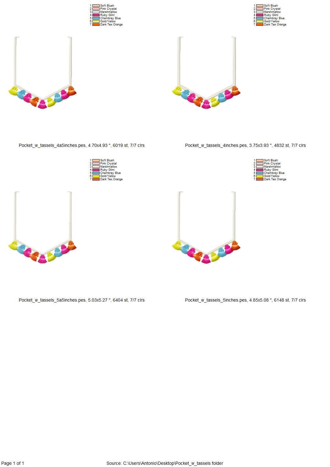 Genuine Pocket Applique with Fringed Tassels