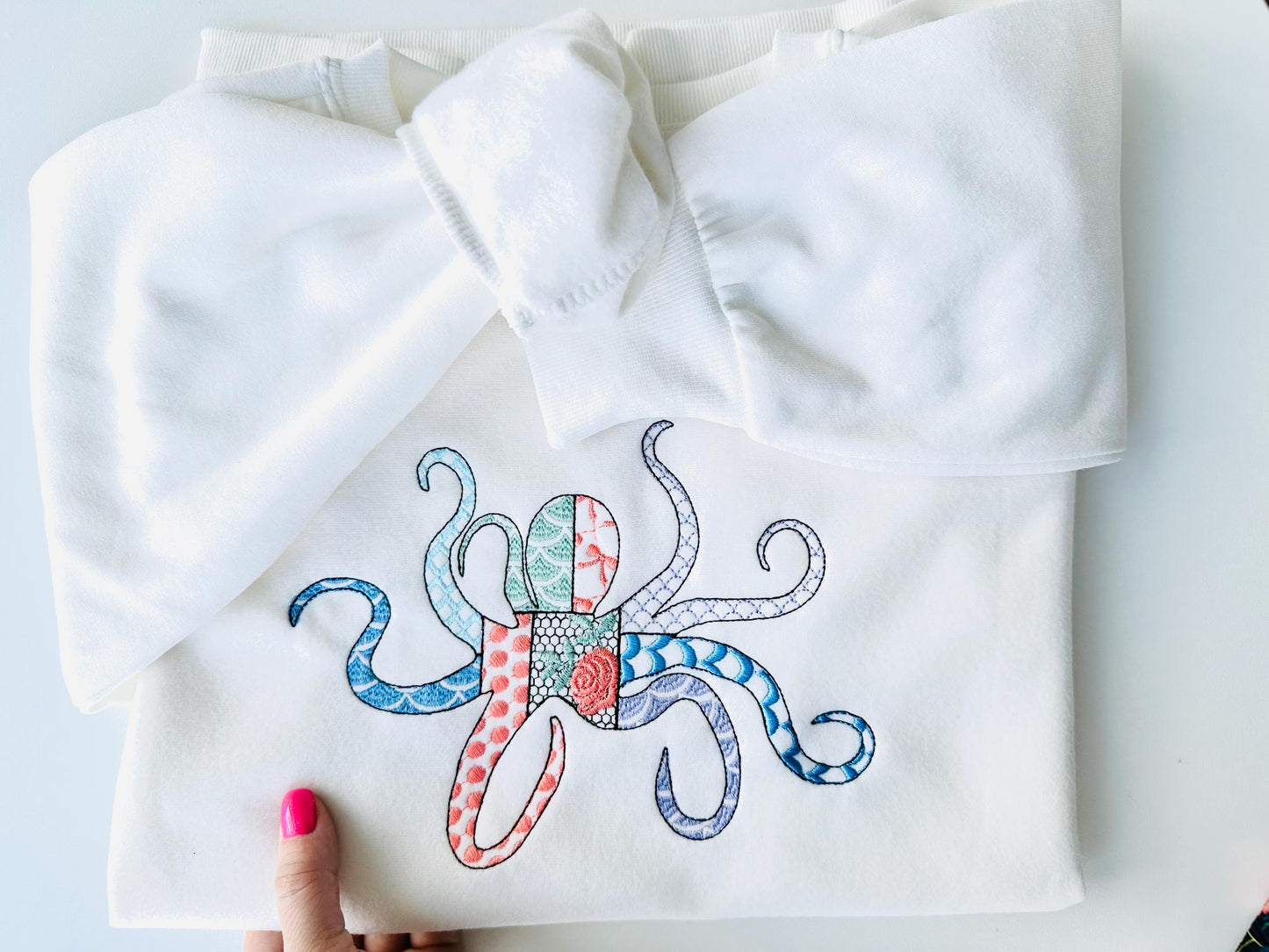 Patchwork Octopus patterned sea life ocean fish animal Tentacles