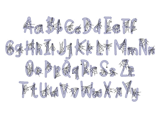 Spiderweb Font embroidery spider web alphabet Halloween cobweb spooky