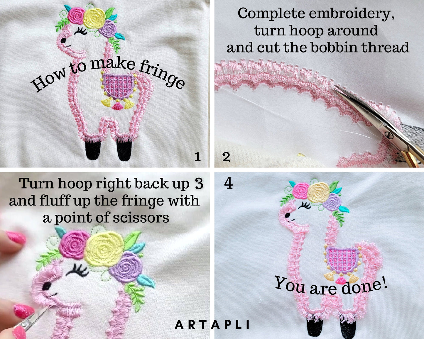 Fringed Llama Outline Floral Crown