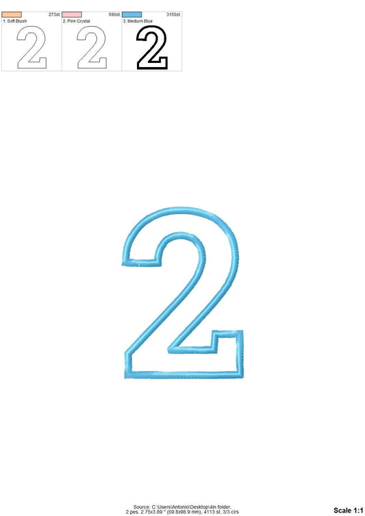 Nice Wide Satin Stitch Number Applique