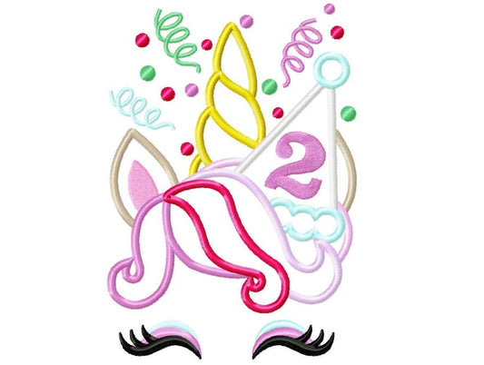Pretty Eyes Unicorn Birthday Numbers Applique