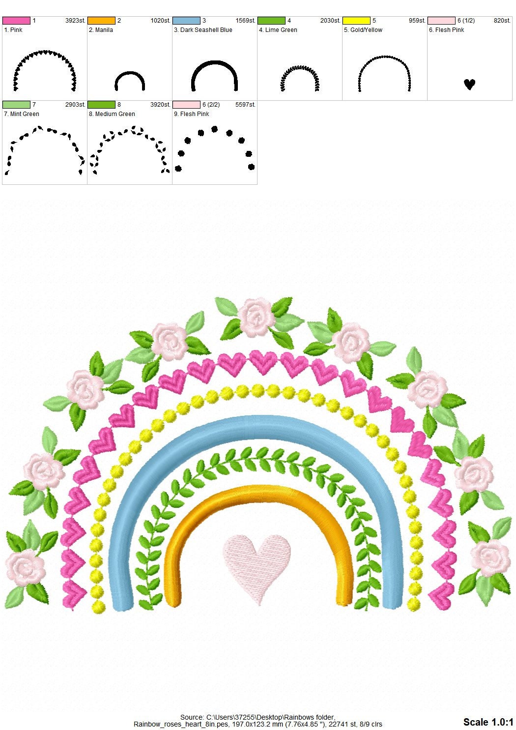 Shabby Chic Rose Rainbow