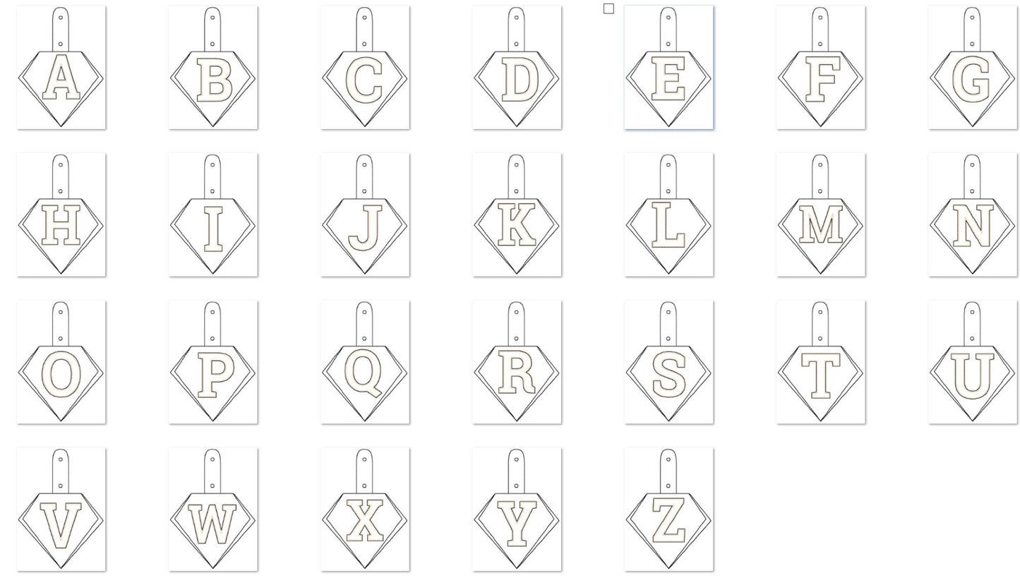 Special Puffy Puff foam Diamond shape Key Fob Snap Tab Monogram A-Z in