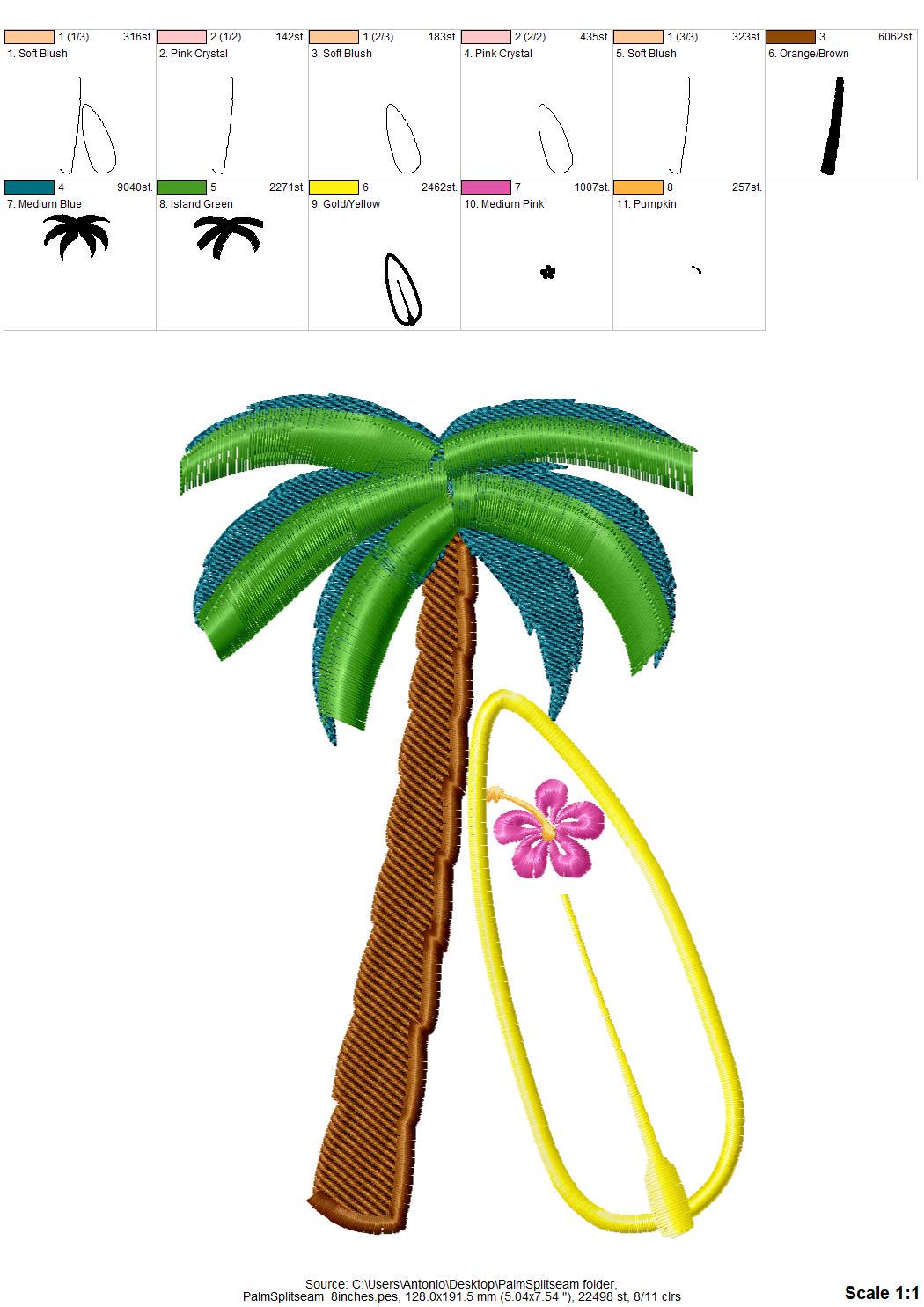 Summer Beach Palm And Surfing Board