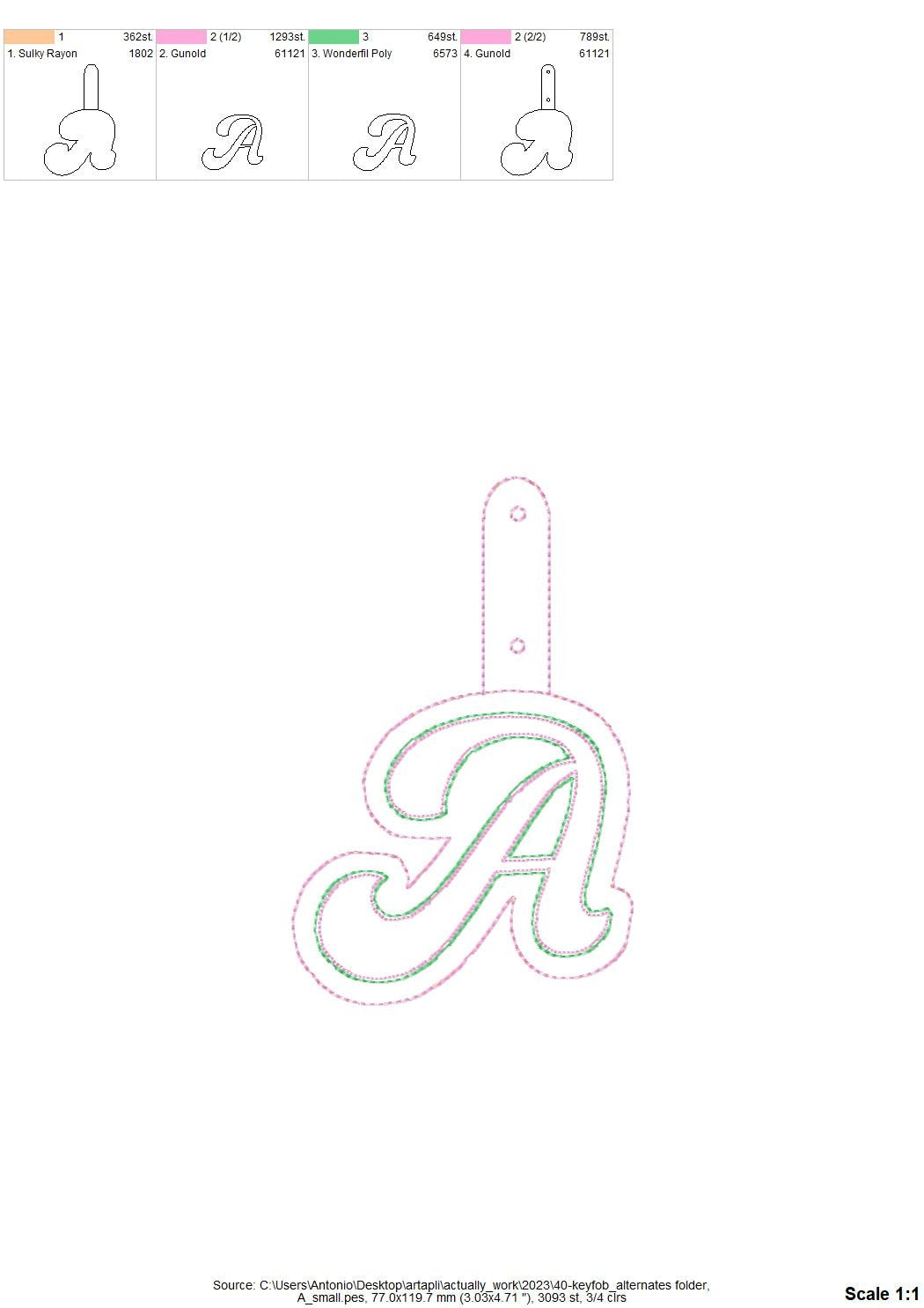Puffy Puff Foam Handwritten Monogram Keychain