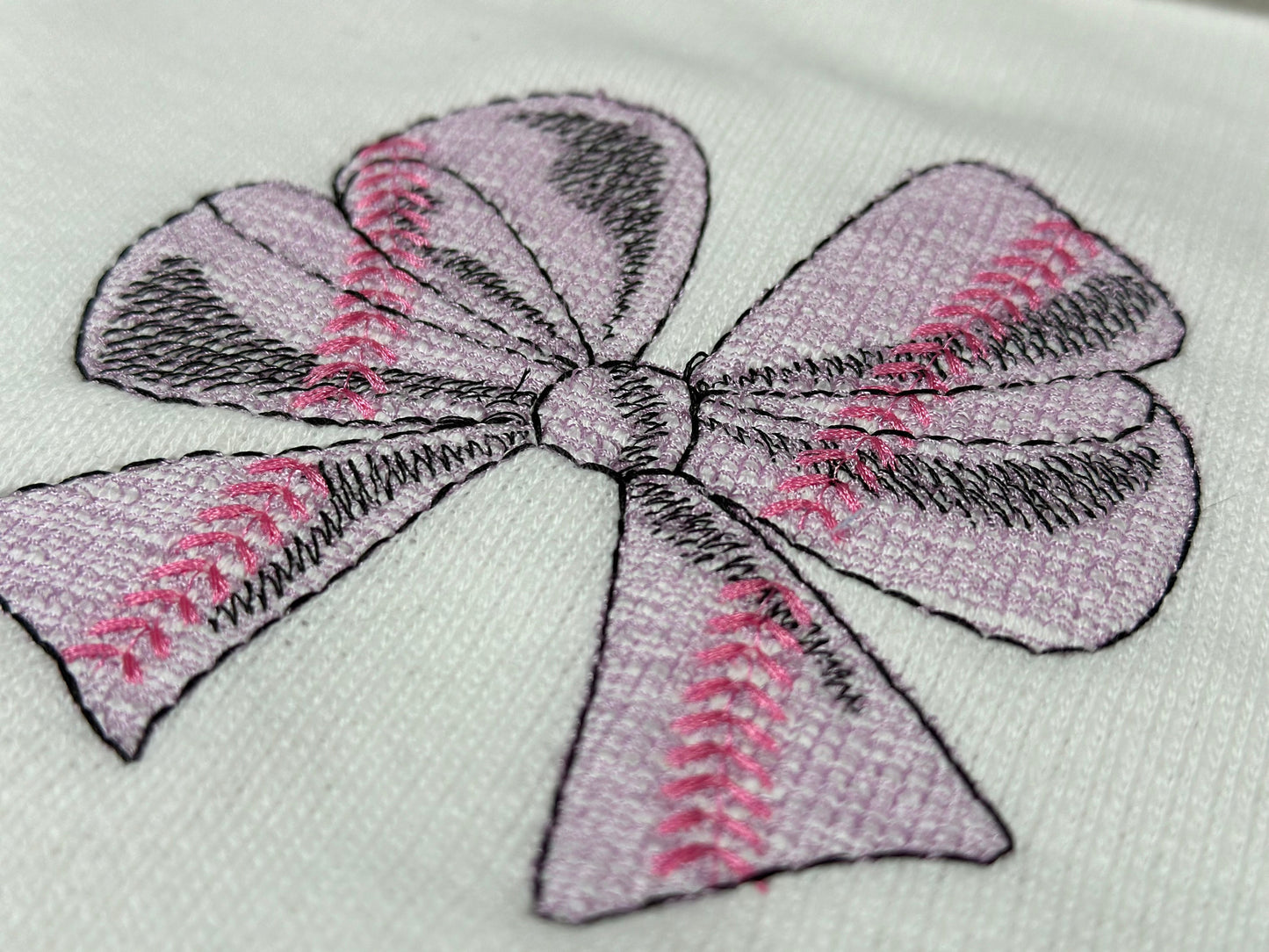 Light Stitch Baseball Bow Line Art
