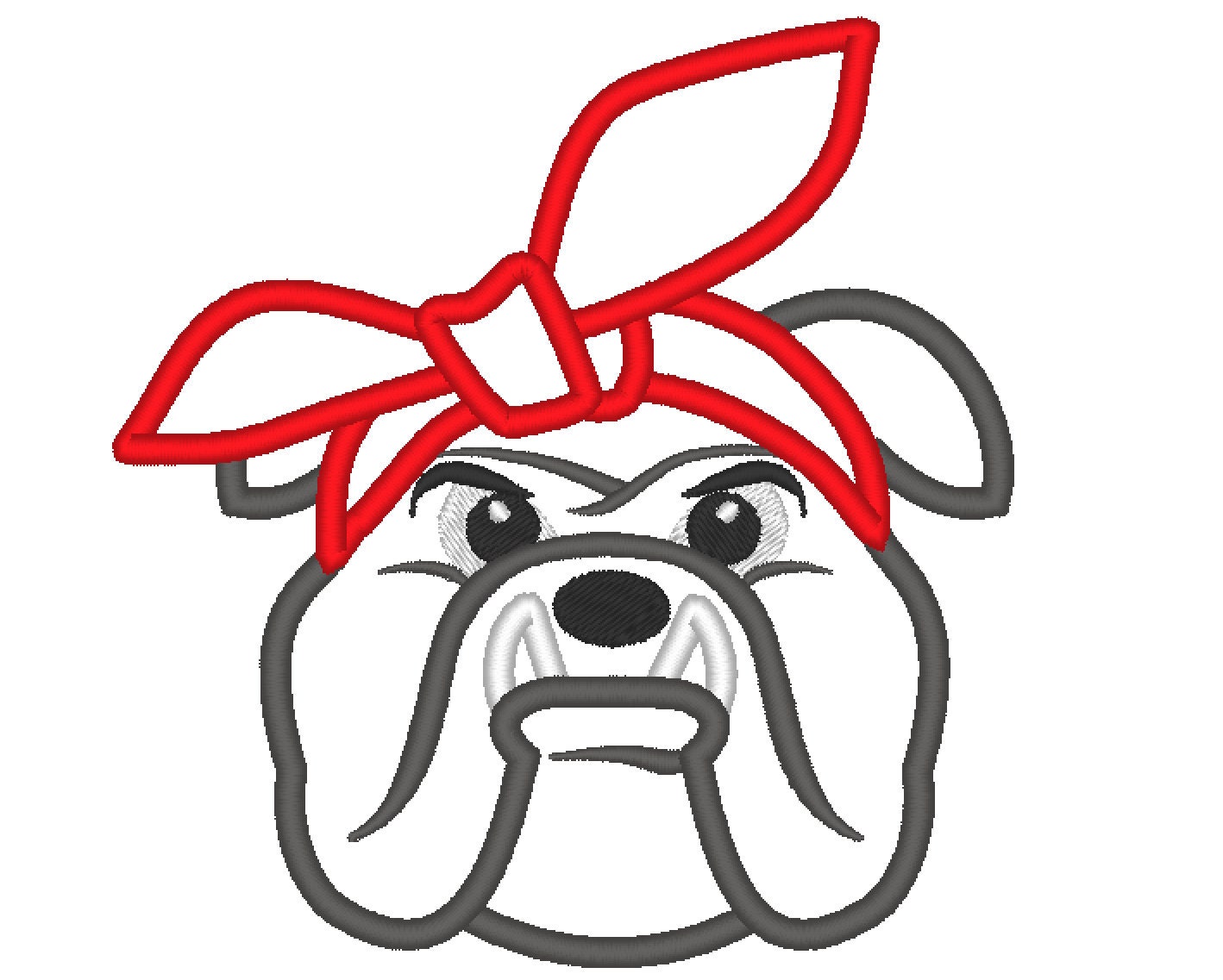 Bulldog Face with Bandanna Applique