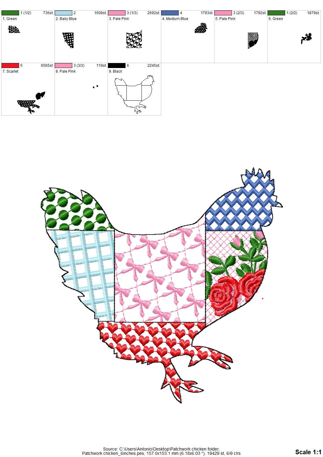 Patchwork Patterned Farm Chicken