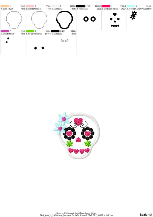3 mini Sugar Skull Day of the Dead SET of 3