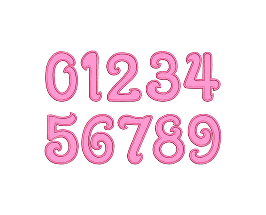 Girly with wide satin stitch Birthday Numbers Applique kids outfit