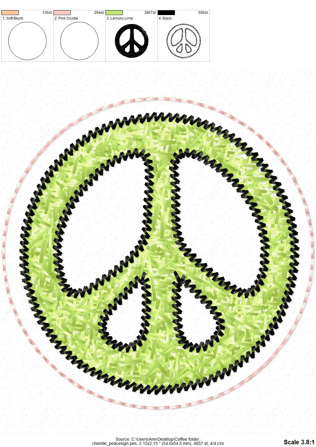 Peace Sign Faux Patch glitter HTV