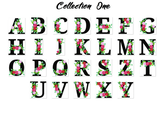 Roses Floral Font Set of 2