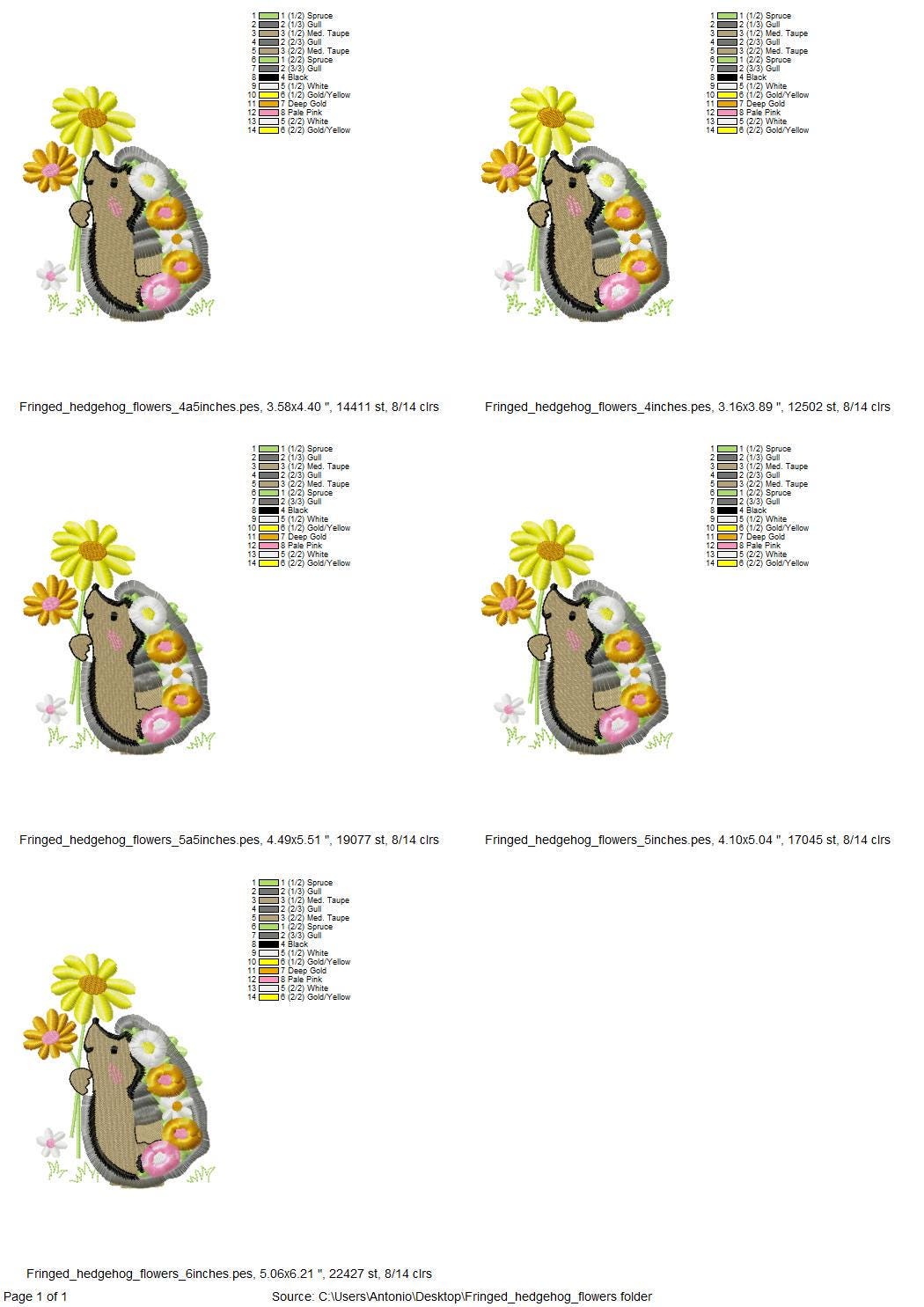 Cute Fringed Fluffy Hedgehog with flower stem Floral Fringe machine