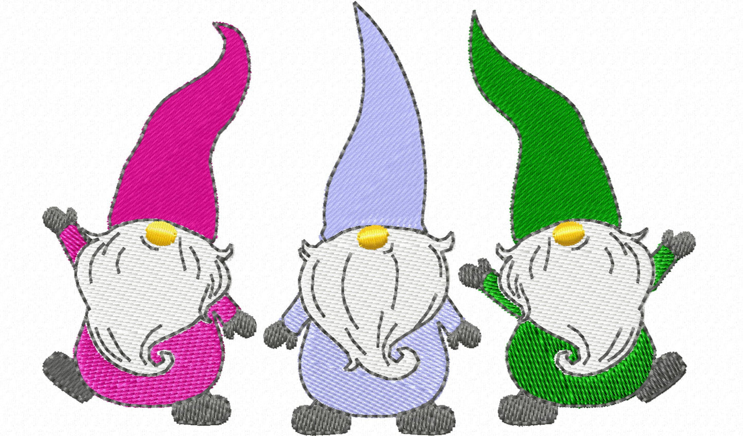 Trio Merry Gnomes in a row