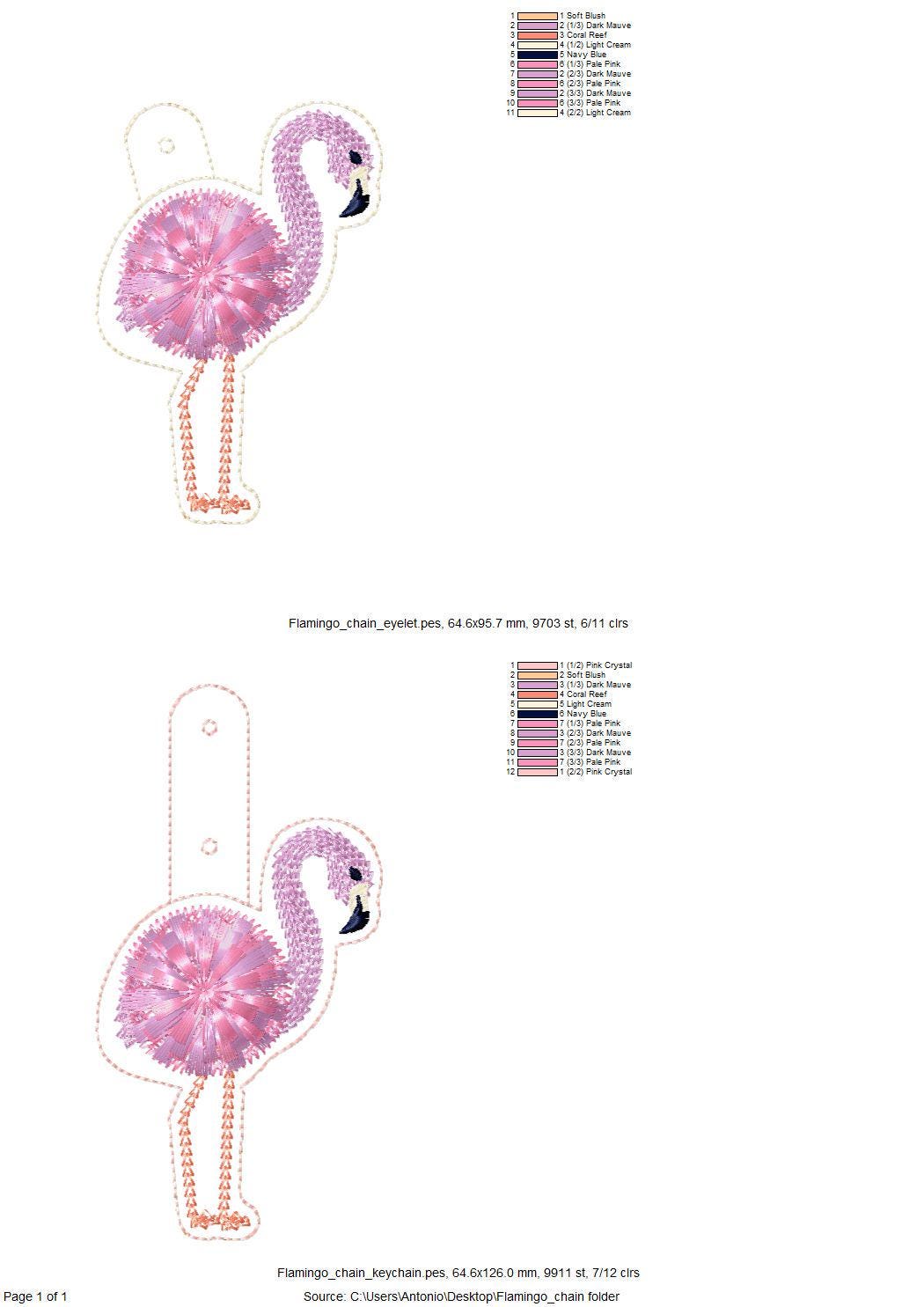 Fringed Flamingo Keychain