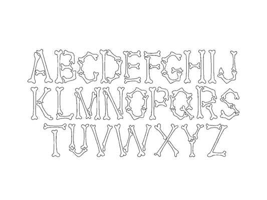 Halloween Skeleton Bones Font Raggedy Edge Applique