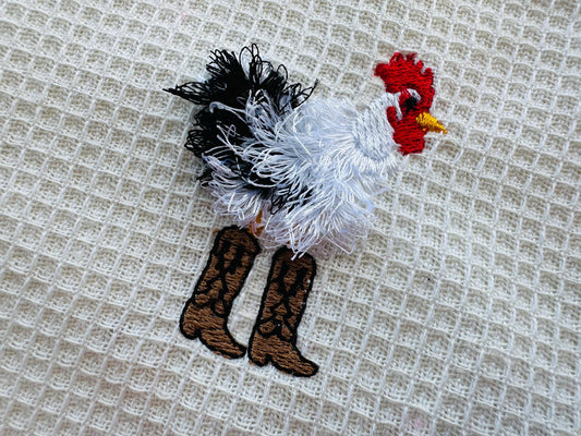 Fringed Rooster with Cowboy Boots