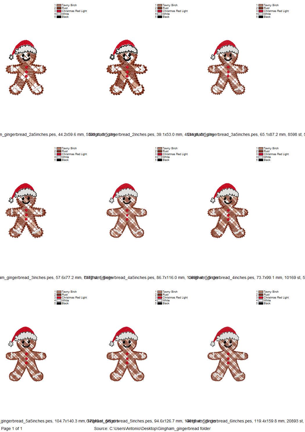 Gingham Plaid Gingerbread Man Santa