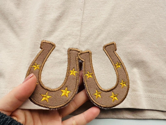 Horseshoe with tiny Stars side bow split seam Farm Horse stable