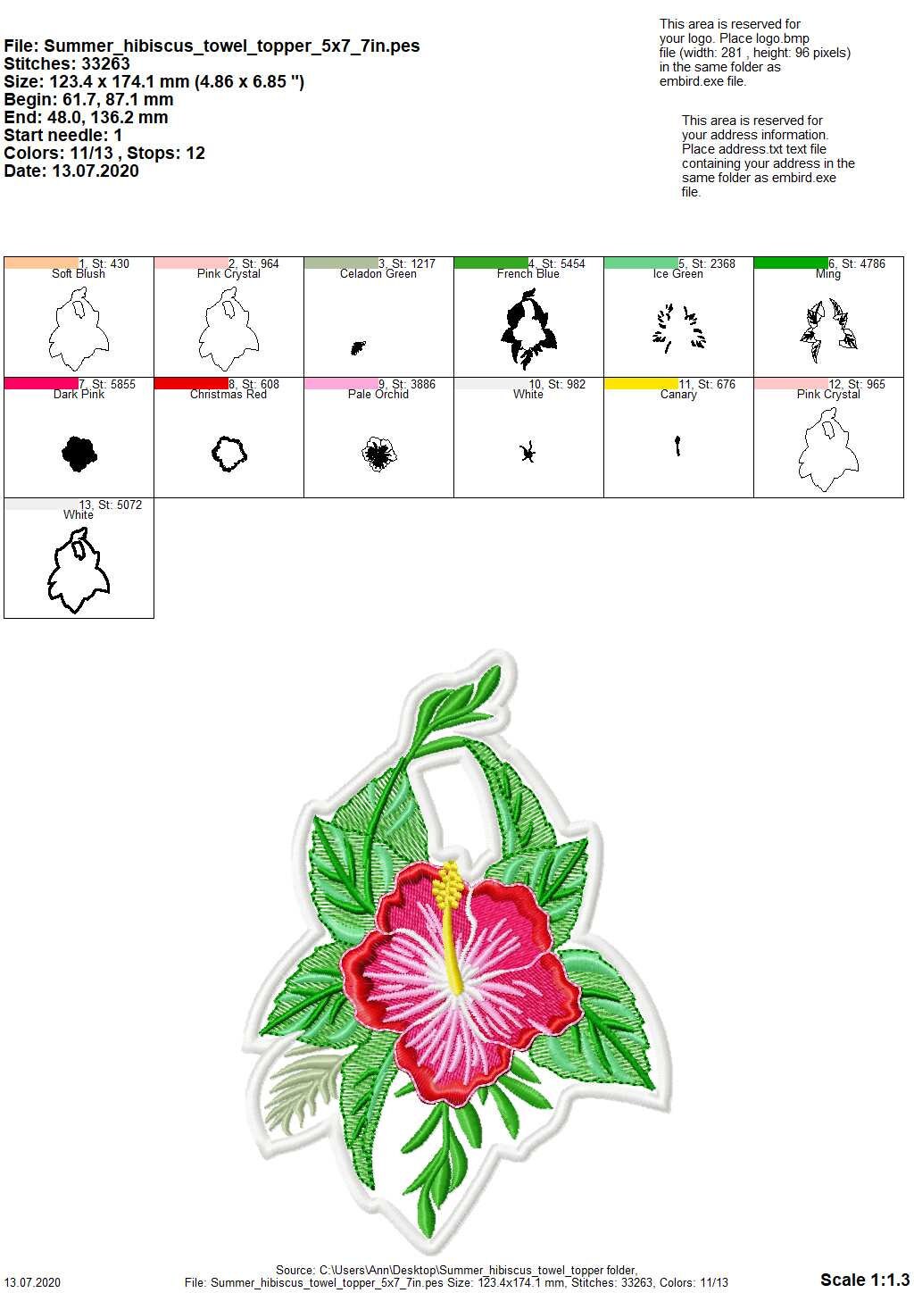 Hibiscus Flower Towel Hanging Hole