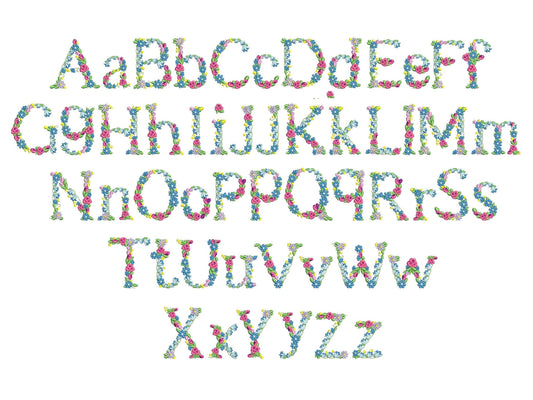 Meadow Bluebell Rose Floral Font