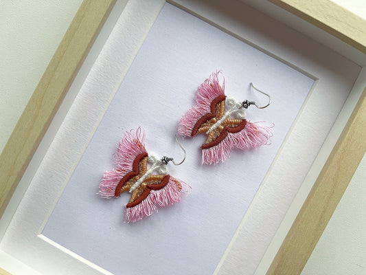 Fringed lace Butterfly earrings charm necklace pendant FSL freestanding