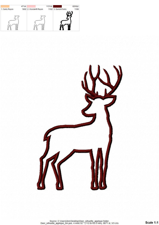 Buck Deer Outline Applique