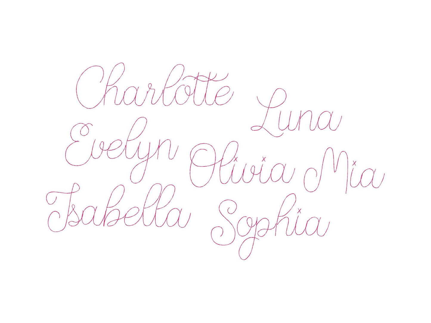Simple Quick Bean Stitch Thin Line Font