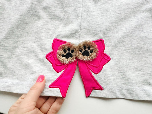 Fringed Puppy Paws and Bow