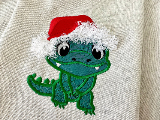 Crocodile Gator Fringed Santa Hat Applique
