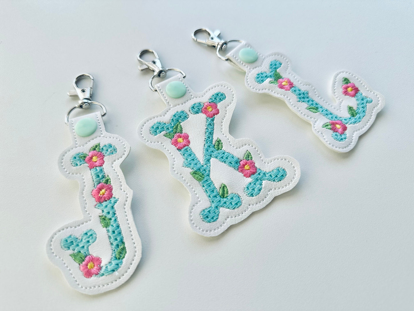 Small flower western cowboy Monogram keychain and eyelet gift tag