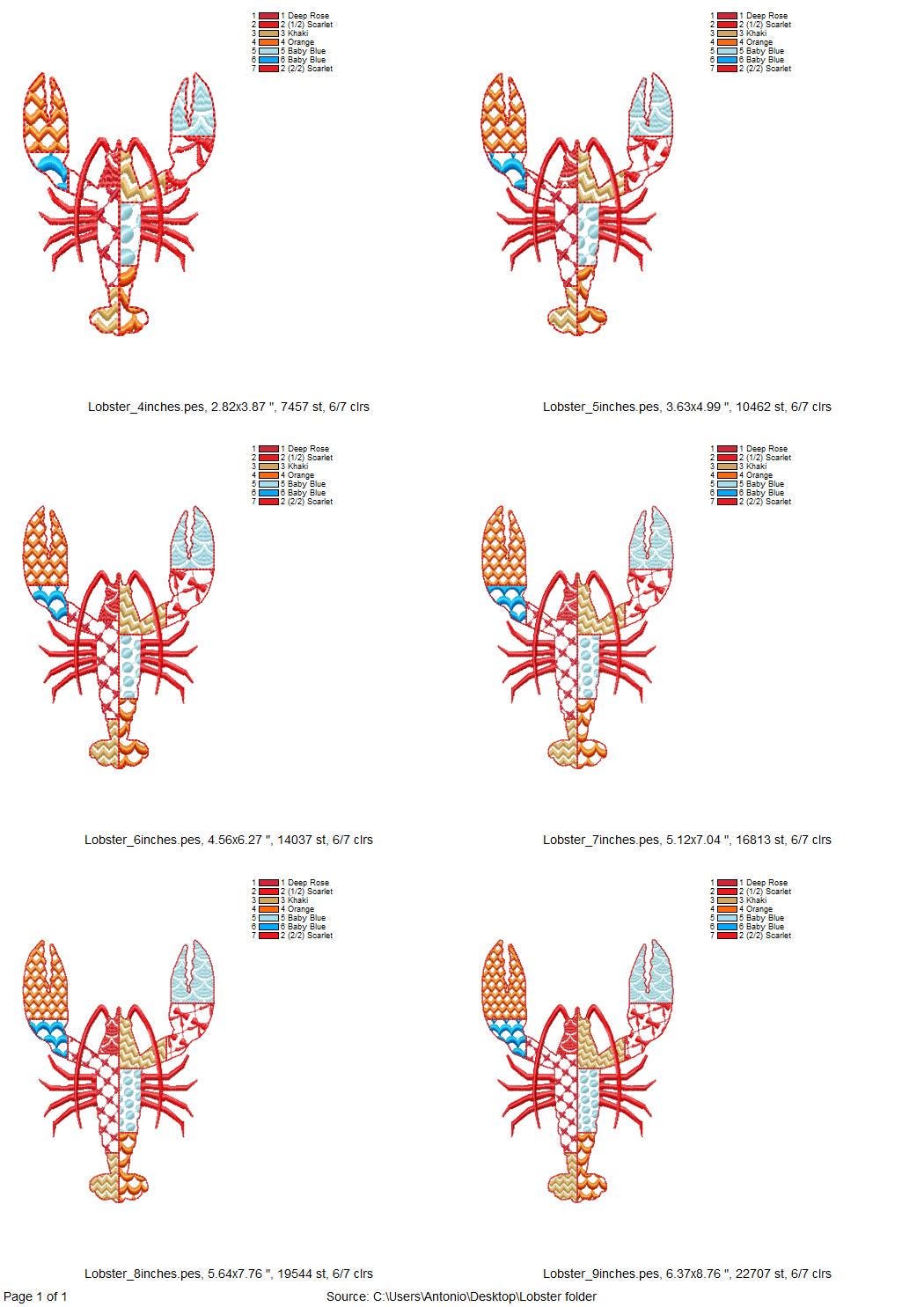 Patchwork Patterned Lobster Crawfish