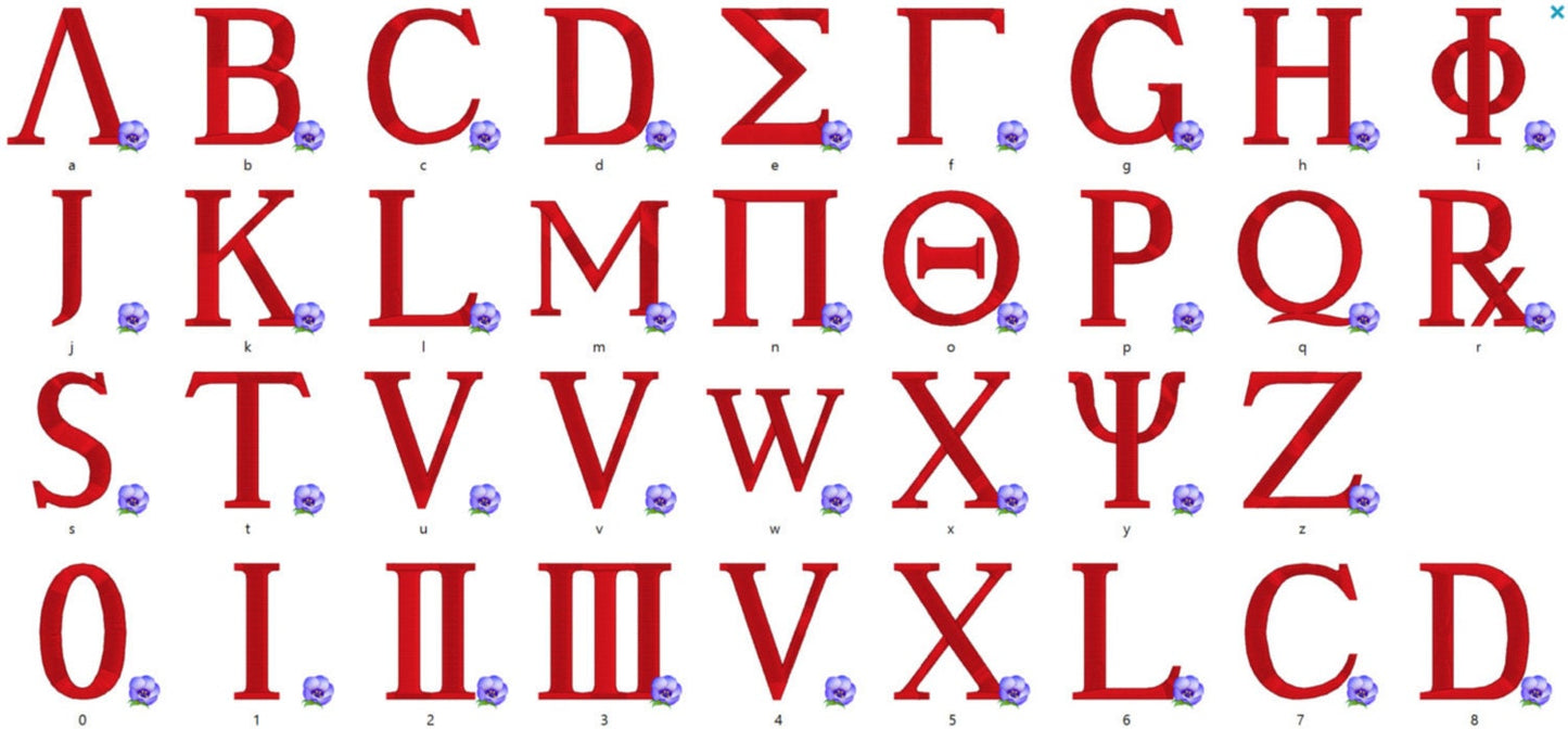 Fraternities Sororities Fill Stitch Greek Font
