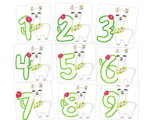 Llama Cactus Birthday Number Set