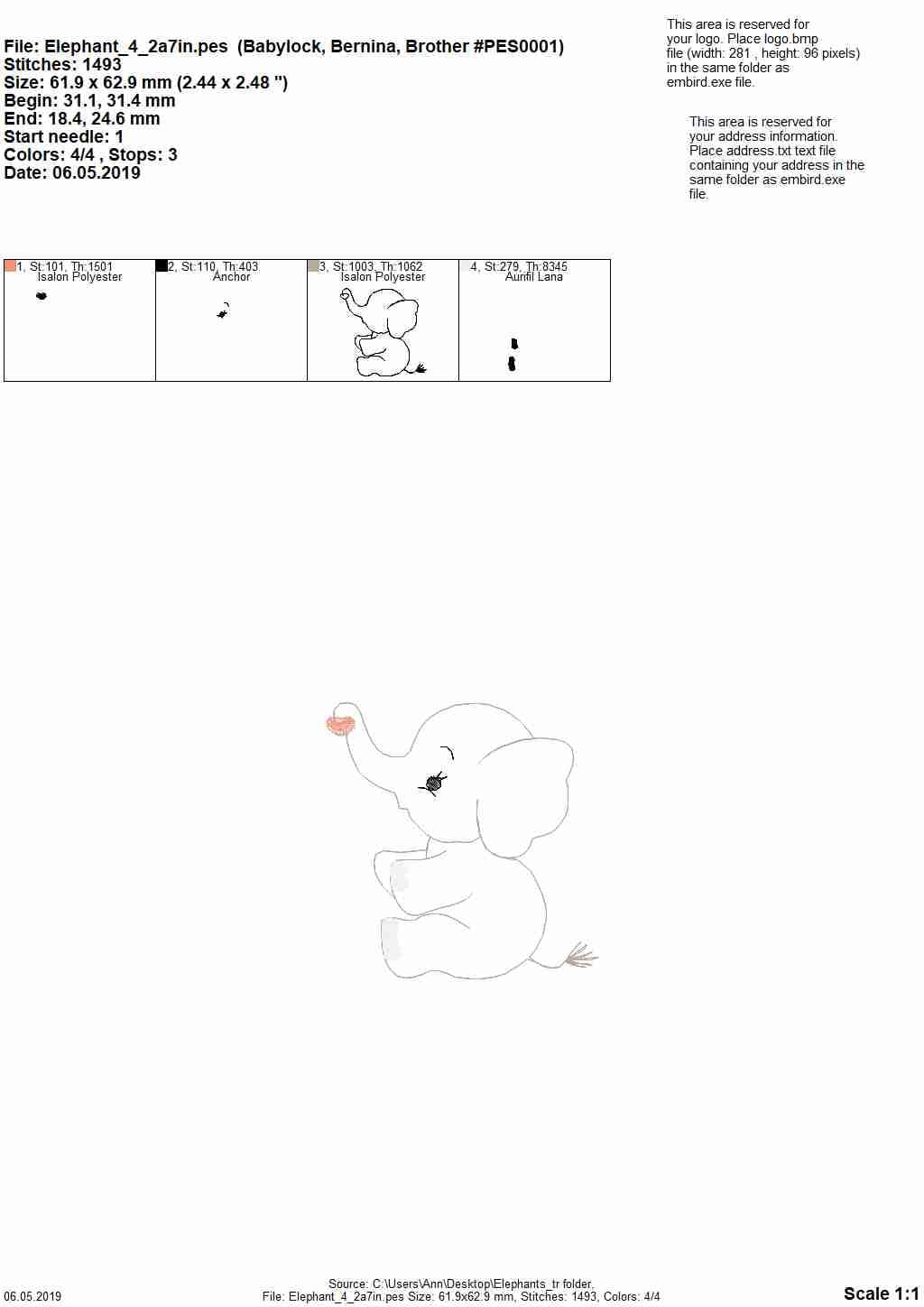 Triple Bean Stitch Elephant Outline Set