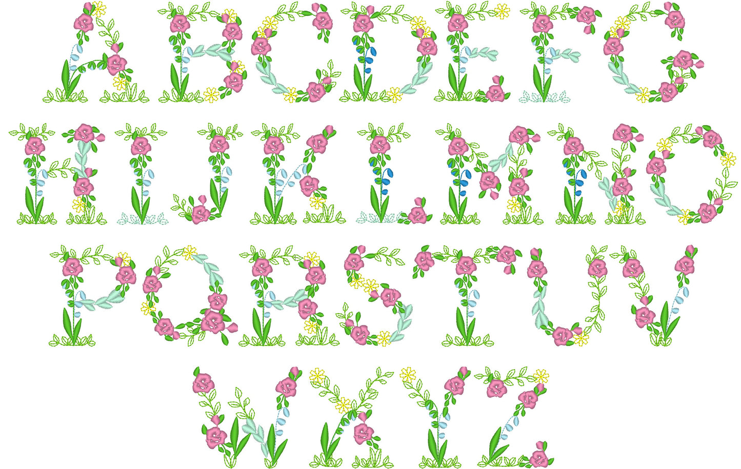 Light Stitch Summer Floral Font
