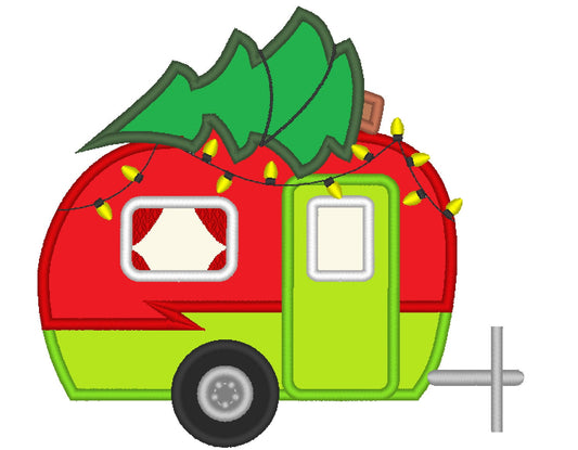 Vintage Camper with Christmas Tree Applique