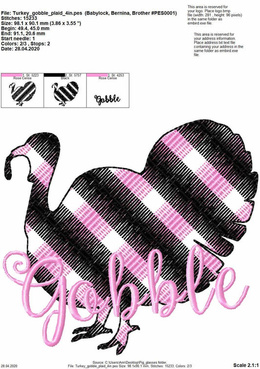 Turkey gobble Plaid check square checkered tartan gingham Turkey