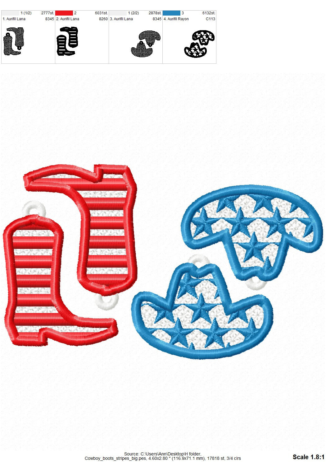 Patriotic Cowgirl Boots And Hat Earrings