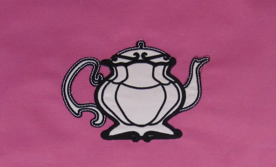 Teapot alice teaprty birthday theme teapot machine embroidery applique