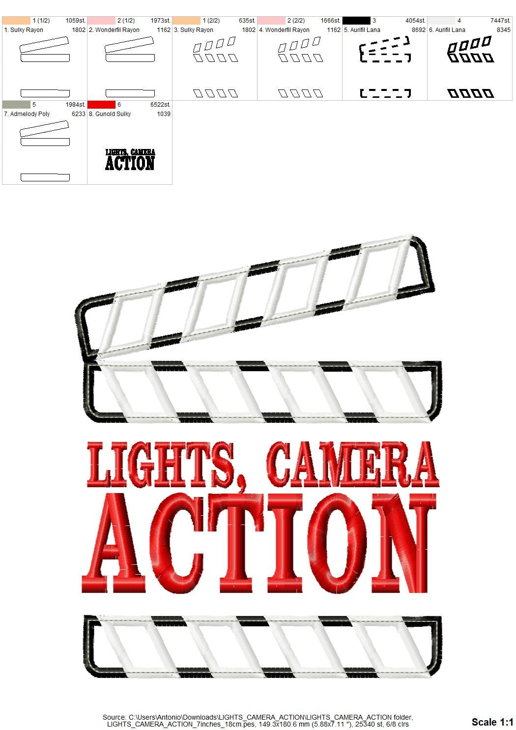 Lights Camera Action Applique